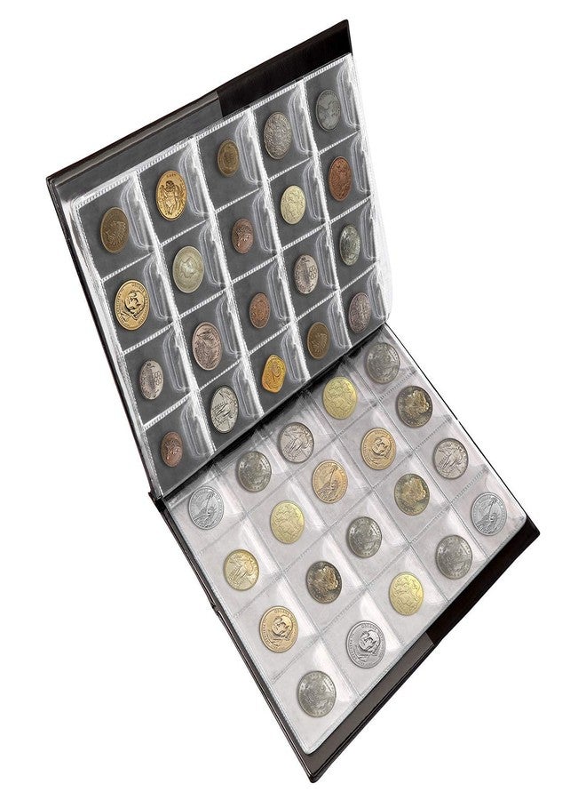 HCS 240 Large Pockets Coin Album Book - Premium Coin Holder for Big Currency, Commemorative Coins & Souvenirs - Durable Coin Collection Storage Organizer (Black) pack of 1 - Image 1