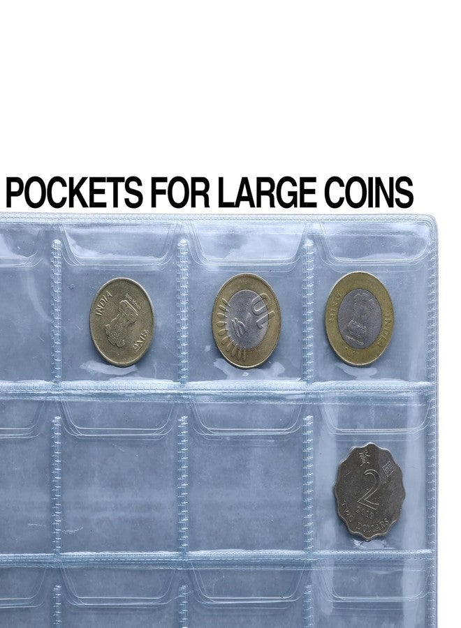 HCS 240 Large Pockets Coin Album Book - Premium Coin Holder for Big Currency, Commemorative Coins & Souvenirs - Durable Coin Collection Storage Organizer (Black) pack of 1 - Image 5