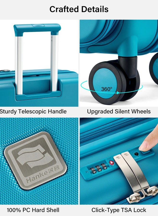 Hanke Hardside Expandable Large Checked Luggage, 28 Inch Top Opening Trunk Luggages with Spinner Wheels, All-PC Hard Shell Suitcase, Lightweight TSA Approved (Caribbean Blue, 120L) - Image 4