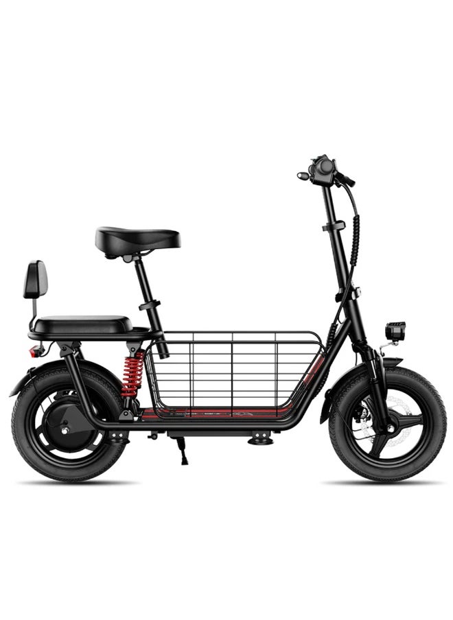 Wind Horse Electric Bike 850W Motor with Dual Seat, 48V10Ah Battery, 50KM/H Speed, 40KM Range, Dual Suspension and Storage Basket, E-Bike with Helmet and Safety Vest  - Image 4
