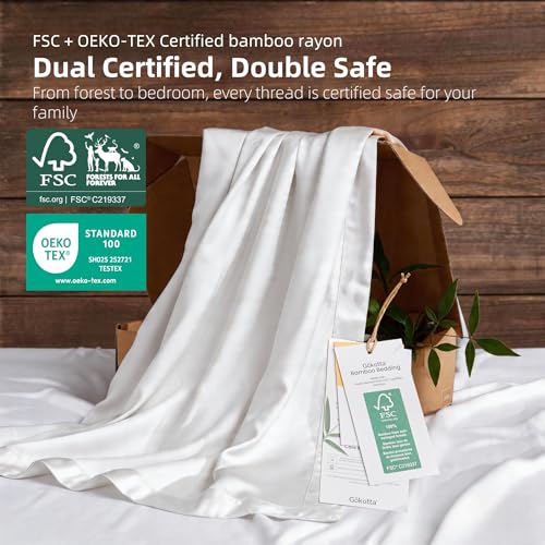 GOKOTTA King Sheets Set FSC OekoTEX Certified 100 Rayon Derived from Bamboo 430 High Thread Count Ultra Soft and Cooling16 Deep Pocket with Elastic Corner Straps Pure White - Image 3