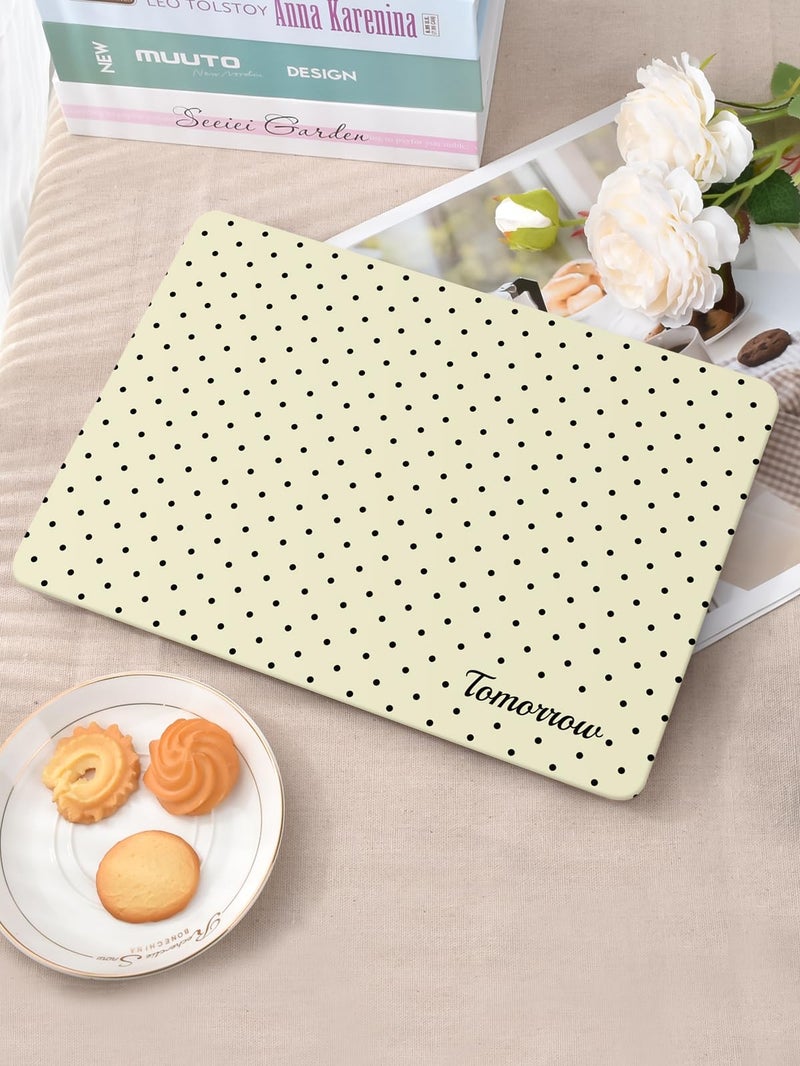 Seorsok Compatible with MacBook Air 13 Inch Case 2022 2021 2020-2018 Release A1932 A2179 M1 A2337 Touch ID,Premium Cream Textured Black Polka Dot Plastic Hard Shell Case with Keyboard Cover,Khaki - Image 2