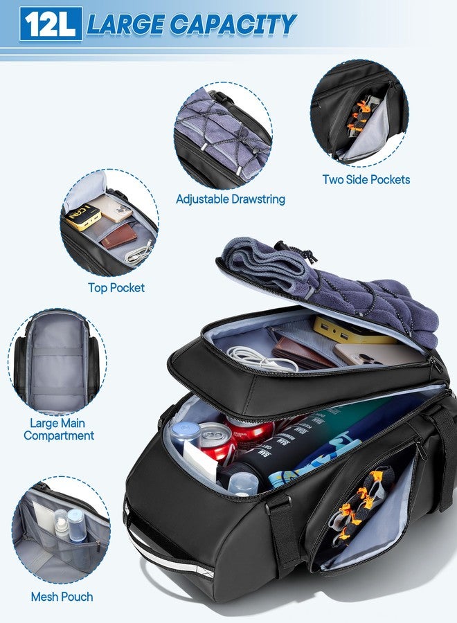 Smasrob Bicycle Bags for Bikes Rear Rack with Double Shoulder Straps and Night Reflective Strips, Bike Trunk Bag for Cycling, Commuting, Travel, Black - Image 2