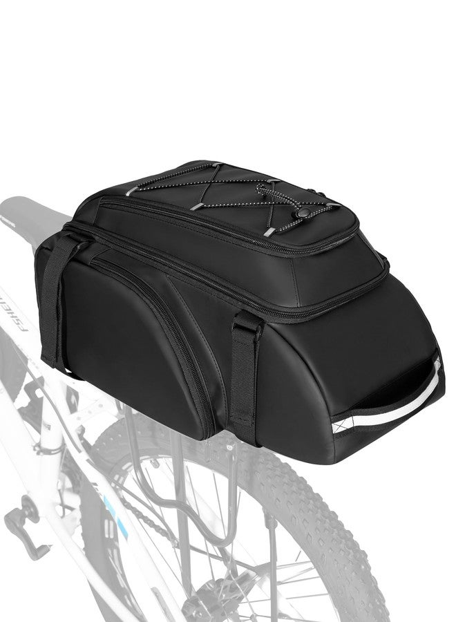 Smasrob Bicycle Bags for Bikes Rear Rack with Double Shoulder Straps and Night Reflective Strips, Bike Trunk Bag for Cycling, Commuting, Travel, Black - Image 1