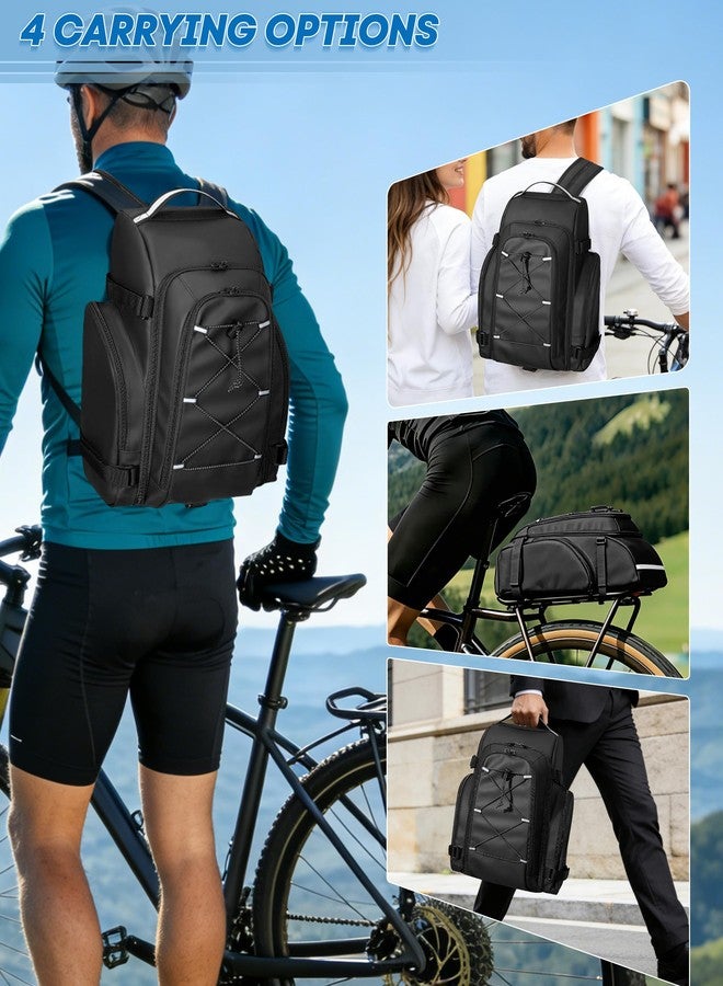 Smasrob Bicycle Bags for Bikes Rear Rack with Double Shoulder Straps and Night Reflective Strips, Bike Trunk Bag for Cycling, Commuting, Travel, Black - Image 4
