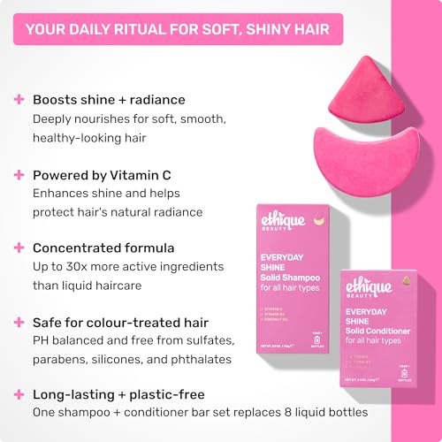 Ethique Beauty Everyday Shampoo Conditioner Bar Set for Shiny Hair with Vitamin C PlasticFree Vegan CrueltyFree 2 Pack - Image 3
