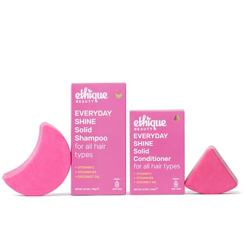 Ethique Beauty Everyday Shampoo Conditioner Bar Set for Shiny Hair with Vitamin C PlasticFree Vegan CrueltyFree 2 Pack - Image 1
