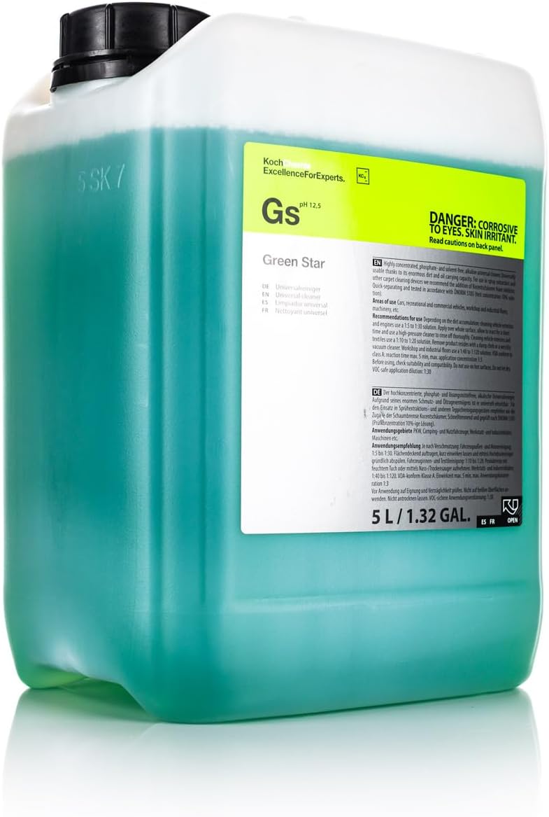 Green Star - Highly Concentrated Universal Cleaner; NTA, Phosphate, and Solvent Free, Clean Auto Interiors and Exteriors, Engines, Commercial, Home, and Industrial Use (5 Liters) - Image 1