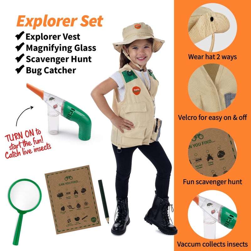 Born Toys 3-in-1 Outdoor Kids Dress Up Clothes for Toddlers  Washable Kids Dress Up Costume for Pretend Play for Boys & Girls  Gardening  Explorer & Farmer Costumes - Image 4