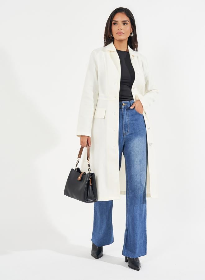 Styli Regular Fit Knee Length Buttoned Wool Like Coat - Image 1