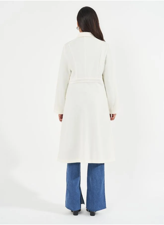 Styli Regular Fit Knee Length Buttoned Wool Like Coat
