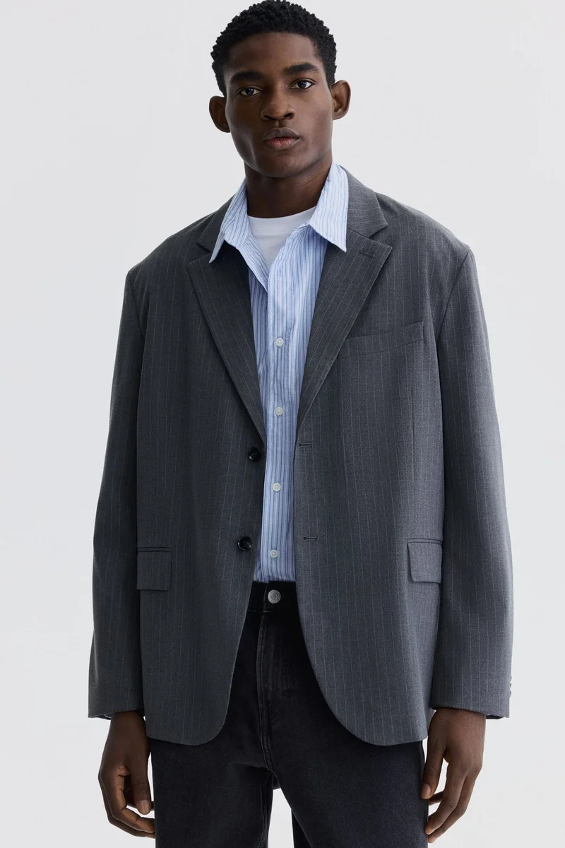 اتش اند ام جاكيت بصف أزرار أحادي بقصّة واسعة