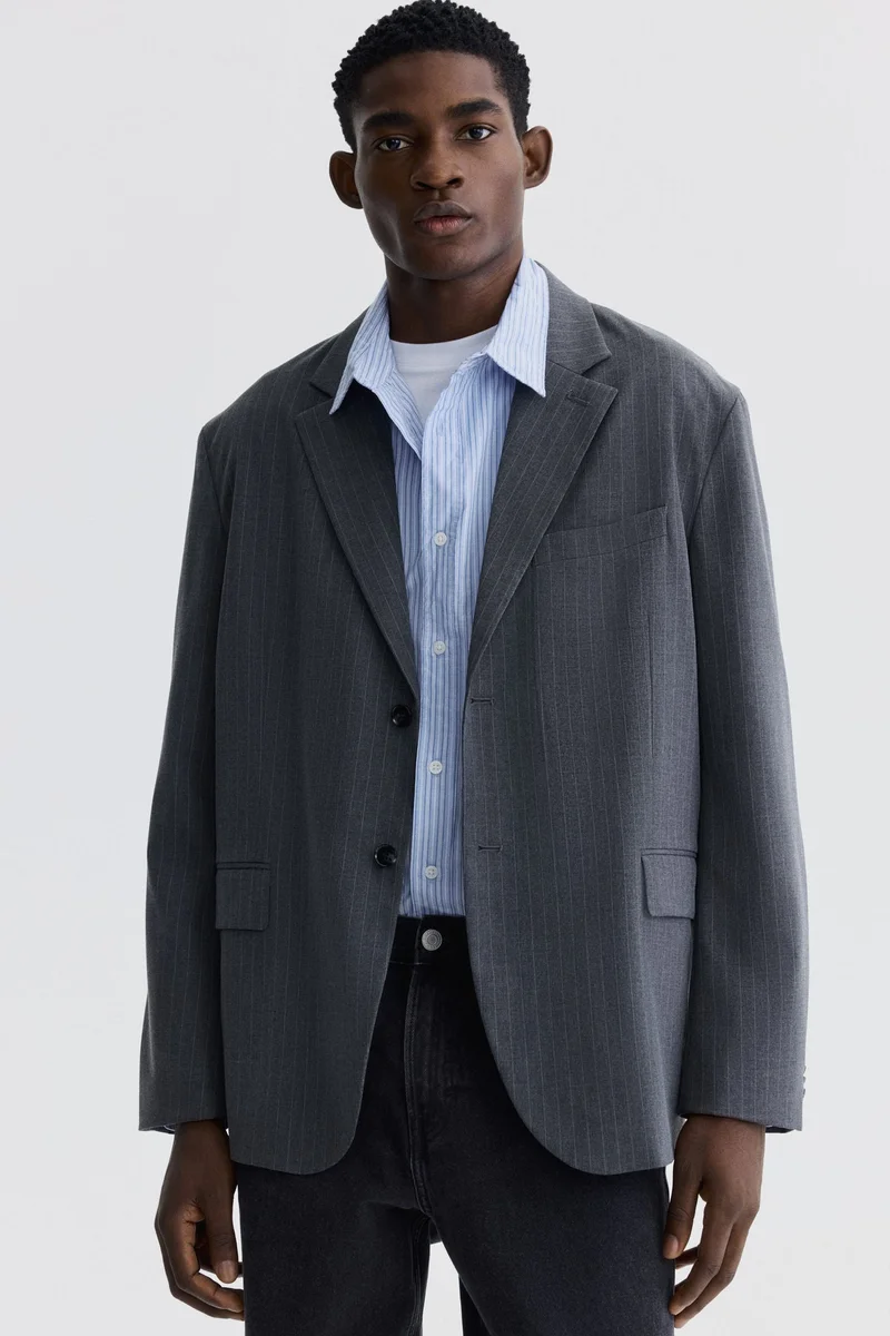 اتش اند ام جاكيت بصف أزرار أحادي بقصّة واسعة