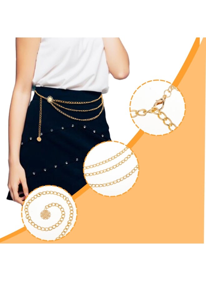 حزام خصر معدني متعدد الطبقات للنساء، سلسلة بطن الجسم للنساء، أحزمة ذهبية أنيقة قابلة للتعديل للنساء - Image 5
