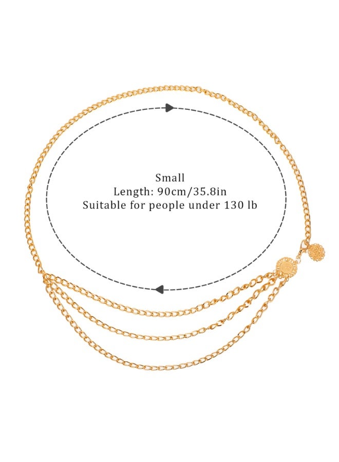 حزام خصر معدني متعدد الطبقات للنساء، سلسلة بطن الجسم للنساء، أحزمة ذهبية أنيقة قابلة للتعديل للنساء - Image 3