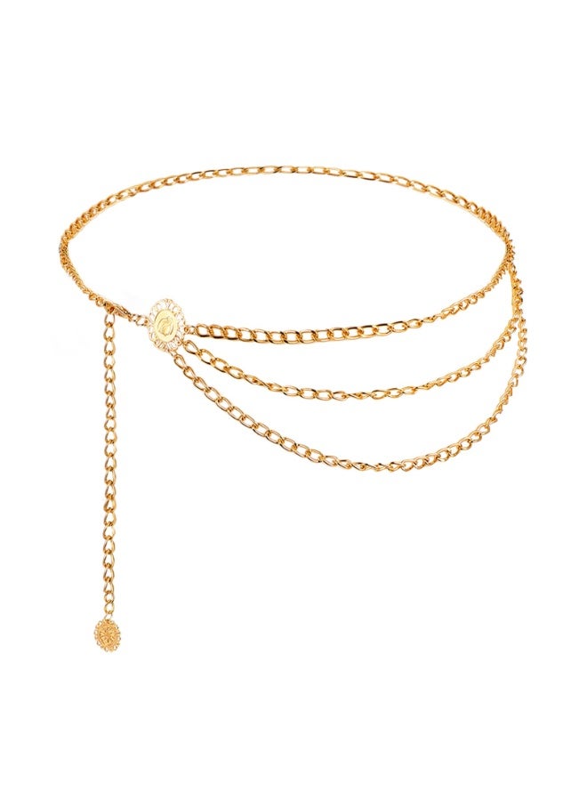 حزام خصر معدني متعدد الطبقات للنساء، سلسلة بطن الجسم للنساء، أحزمة ذهبية أنيقة قابلة للتعديل للنساء - Image 2