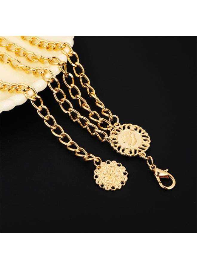 حزام خصر معدني متعدد الطبقات للنساء، سلسلة بطن الجسم للنساء، أحزمة ذهبية أنيقة قابلة للتعديل للنساء - Image 4