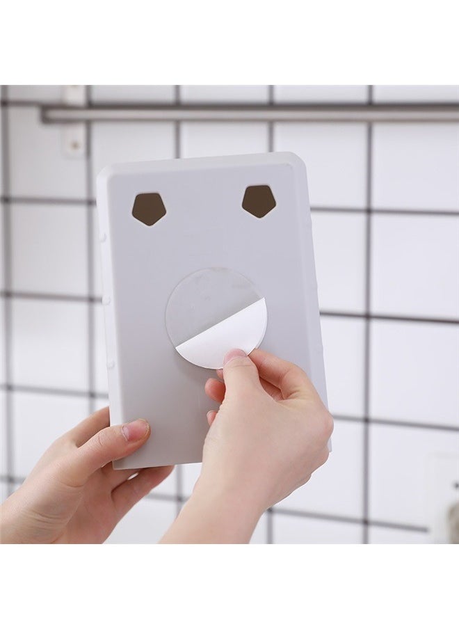 yongsheng Tissue Storage Box Grey，19.5*13*8cm，Quality Craftsmanship Adhesive Tissue Box Wall Mount Tissue Paper Container Easy Install Tissue Holder  - Image 2