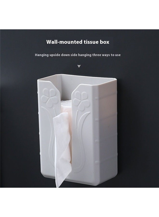 yongsheng Tissue Storage Box Grey，19.5*13*8cm，Quality Craftsmanship Adhesive Tissue Box Wall Mount Tissue Paper Container Easy Install Tissue Holder  - Image 3