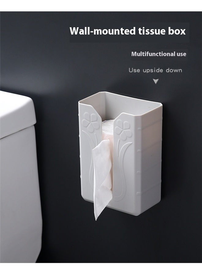 yongsheng Tissue Storage Box Grey，19.5*13*8cm，Quality Craftsmanship Adhesive Tissue Box Wall Mount Tissue Paper Container Easy Install Tissue Holder  - Image 4