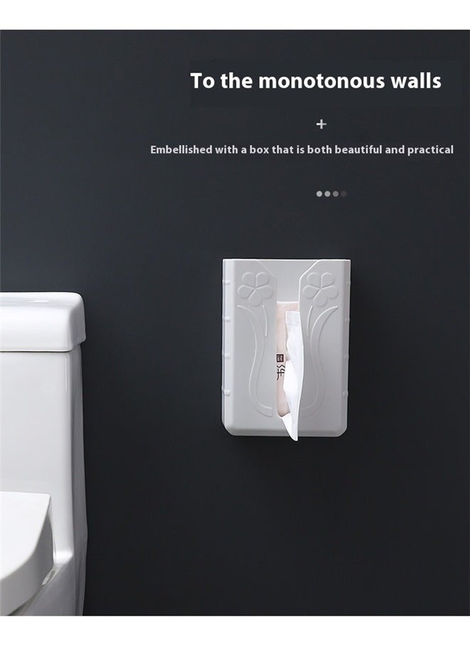 yongsheng Tissue Storage Box Grey，19.5*13*8cm，Quality Craftsmanship Adhesive Tissue Box Wall Mount Tissue Paper Container Easy Install Tissue Holder  - Image 5