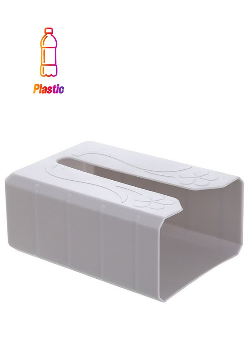 yongsheng Tissue Storage Box Grey，19.5*13*8cm，Quality Craftsmanship Adhesive Tissue Box Wall Mount Tissue Paper Container Easy Install Tissue Holder  - Image 1