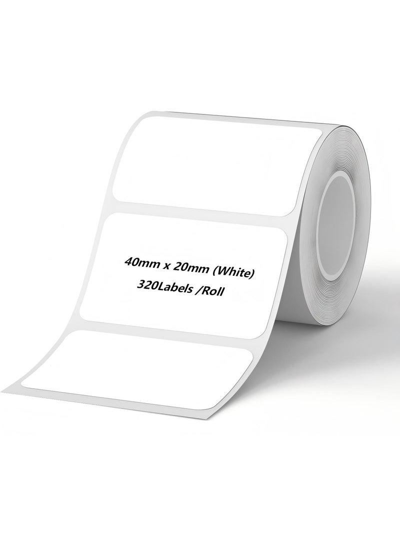 ورق ملصقات حراري لطابعات الملصقات الحرارية، شريط لاصق مقاوم للماء والزيوت للاستخدام المنزلي والمكتبي وطباعة الباركود للشركات الصغيرة، 230 ملصق/لفة (40×20 مم أبيض) - Image 1