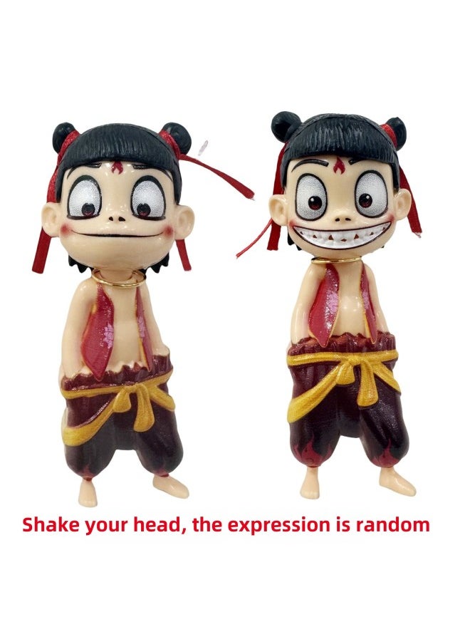 Shake Tone With Shake Head Which Doll Press Head To Face Doll Expression Package Ornaments Trendy Play Doll Toy-Specifications:Shaking Head Doll Nezha (without Lights) (expression Is Random)  - Image 1
