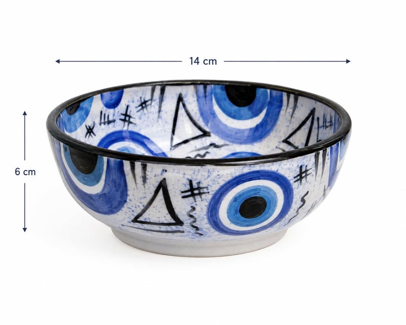 Handmade Ceramic Serving Bowl, Hand-Painted Blue Decorative Bowl, Artisan Pottery for Salad, Fruit, Snacks & Desserts, Made in Egypt, Available in Multiple Sizes (14x6 cm) - Image 4