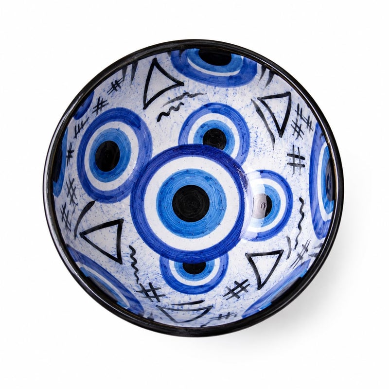 Handmade Ceramic Serving Bowl, Hand-Painted Blue Decorative Bowl, Artisan Pottery for Salad, Fruit, Snacks & Desserts, Made in Egypt, Available in Multiple Sizes (14x6 cm) - Image 1