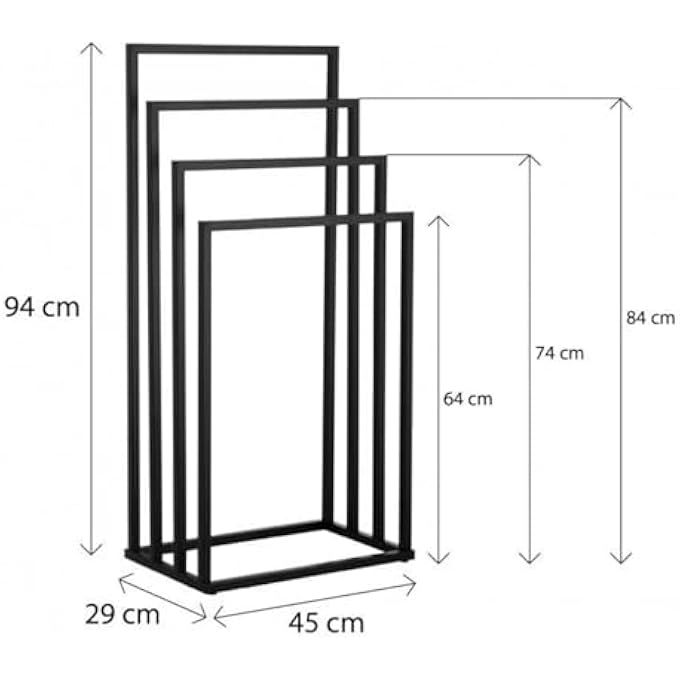 رفوف مناشف للحمام، رف مناشف طويل قائم بذاته، حامل مناشف حمام بأربعة طبقات، رفوف مناشف حديثة قائمة بذاتها للحمام، منظم، رف بطانيات معدني للاستخدام الخارجي، غرفة النوم، غرفة المعيشة - Image 3