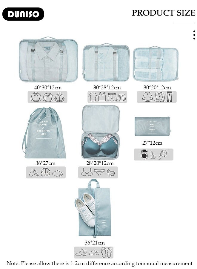 DUNISO 7 Piece Travel Organizer Bags for Luggage, Waterproof and Durable Travel Bags, Packing Cubes for Travel, Compression Cubes for Suitcases, Travel Bags for Clothes, Toiletries, Clothing, Underwear  - Image 4