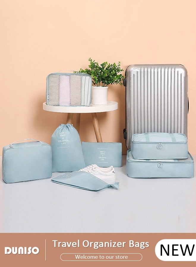 DUNISO 7 Piece Travel Organizer Bags for Luggage, Waterproof and Durable Travel Bags, Packing Cubes for Travel, Compression Cubes for Suitcases, Travel Bags for Clothes, Toiletries, Clothing, Underwear  - Image 1