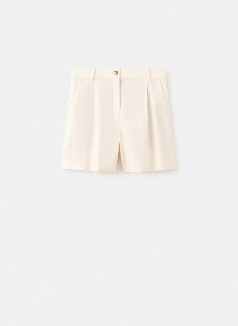 Mango 05-CRUDO Straight-Fit High-Waist Bermuda Shorts for Women | Best Price UAE
