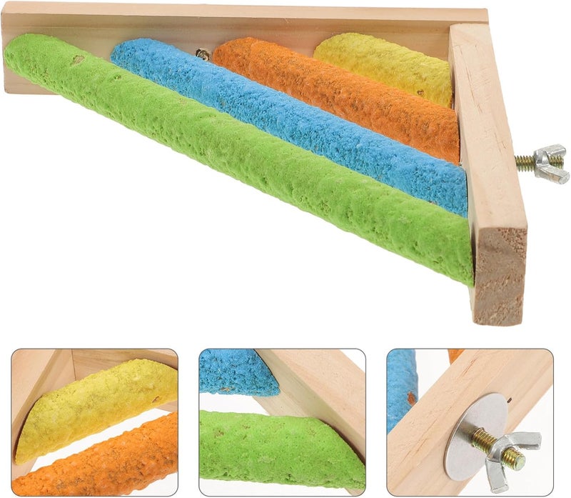 Wooden Parrot Activity Bar Stand with Colorful Grinding Sticks Bird Perch for Parrots Cockatiels and Parakeets Pet for Home Office and Shops - Image 5