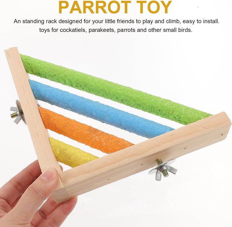 Wooden Parrot Activity Bar Stand with Colorful Grinding Sticks Bird Perch for Parrots Cockatiels and Parakeets Pet for Home Office and Shops - Image 4
