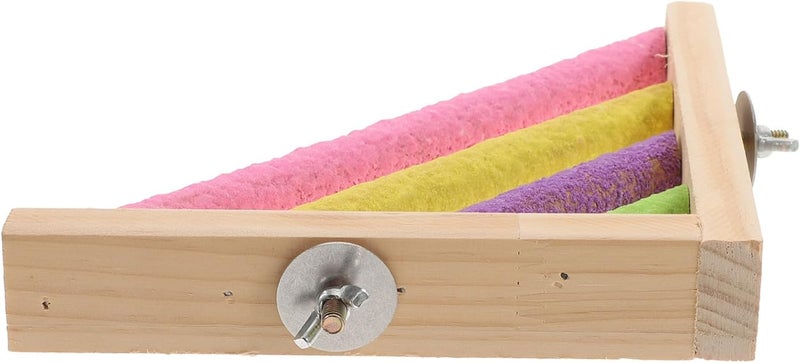 Wooden Parrot Activity Bar Stand with Colorful Grinding Sticks Bird Perch for Parrots Cockatiels and Parakeets Pet for Home Office and Shops - Image 1