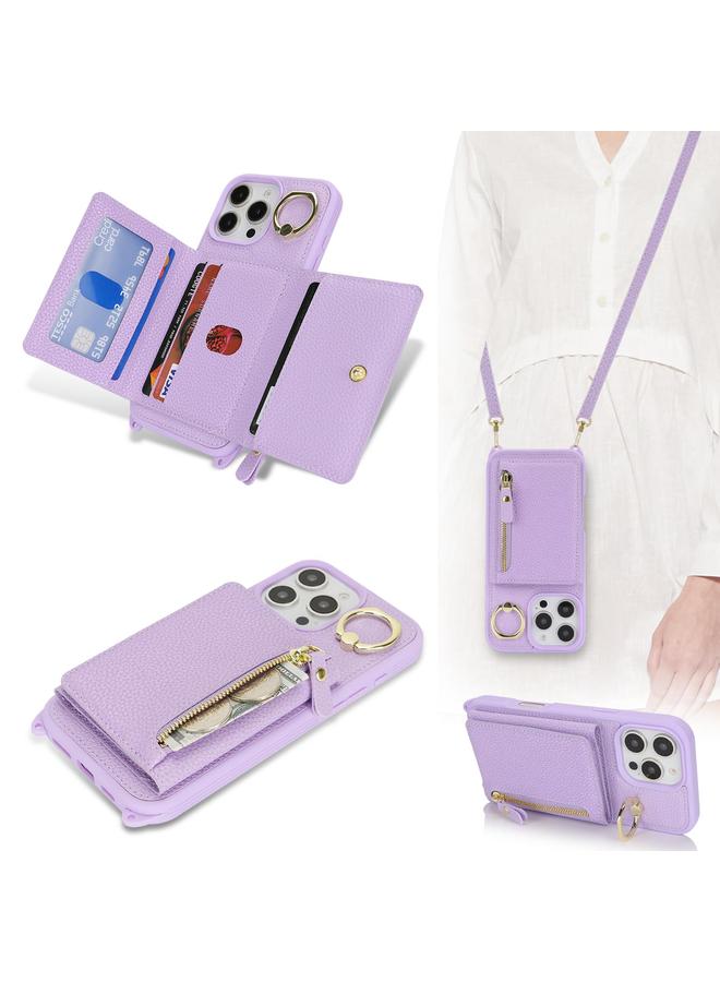 S-TOP Case For iPhone 11 Pro Crossbody Zipper Wallet Ring Holder Litchi Leather Phone Case - Image 5