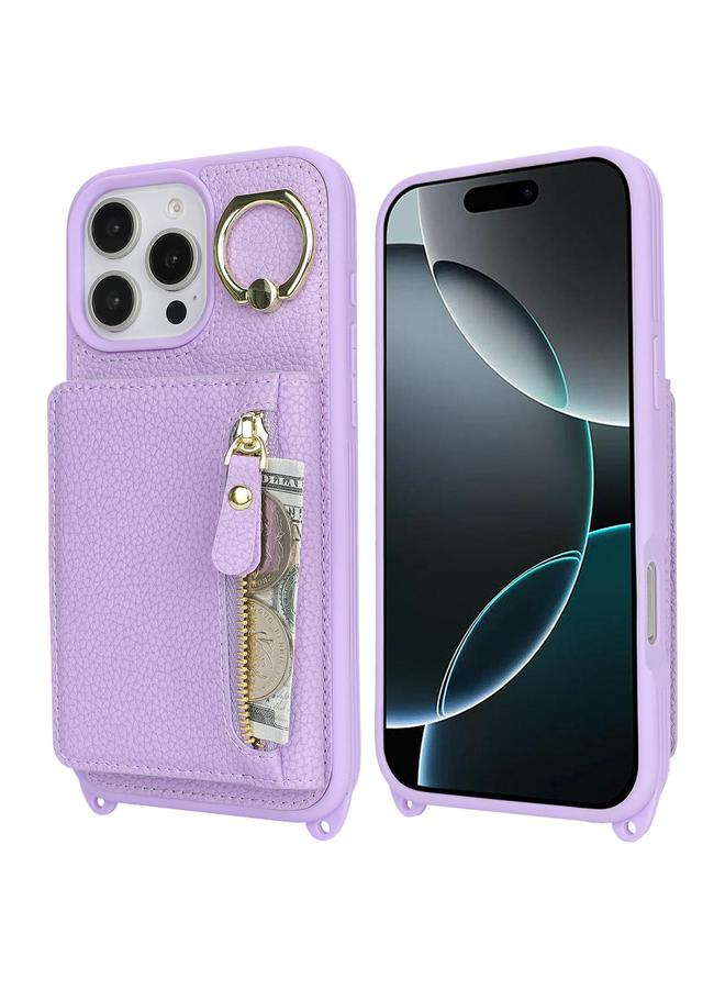 S-TOP Case For iPhone 11 Pro Crossbody Zipper Wallet Ring Holder Litchi Leather Phone Case - Image 2