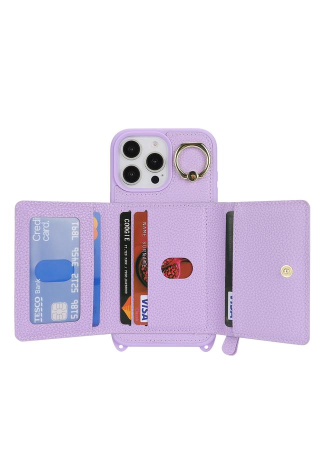 S-TOP Case For iPhone 11 Pro Crossbody Zipper Wallet Ring Holder Litchi Leather Phone Case - Image 3