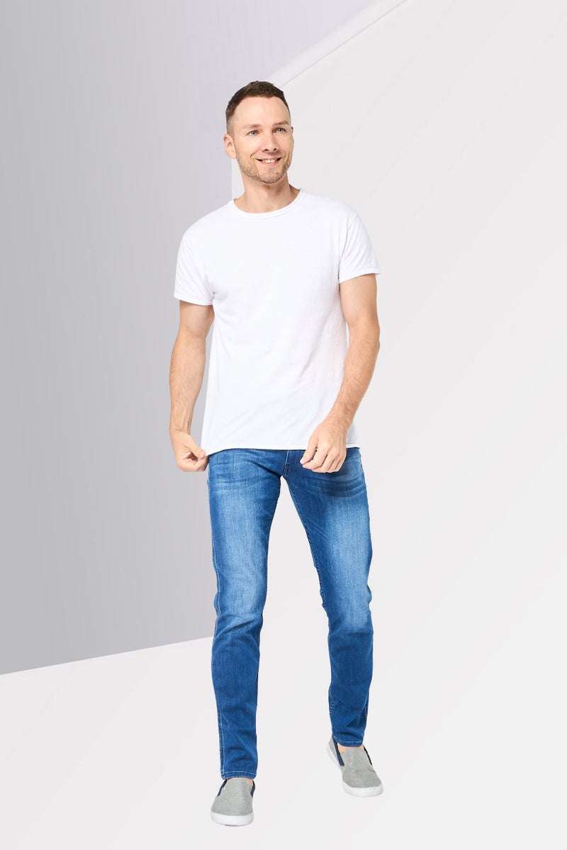 Replay جينز ضيق للرجال بتصميم مغسول وقابل للتمدد، أزرق متوسط - Image 3