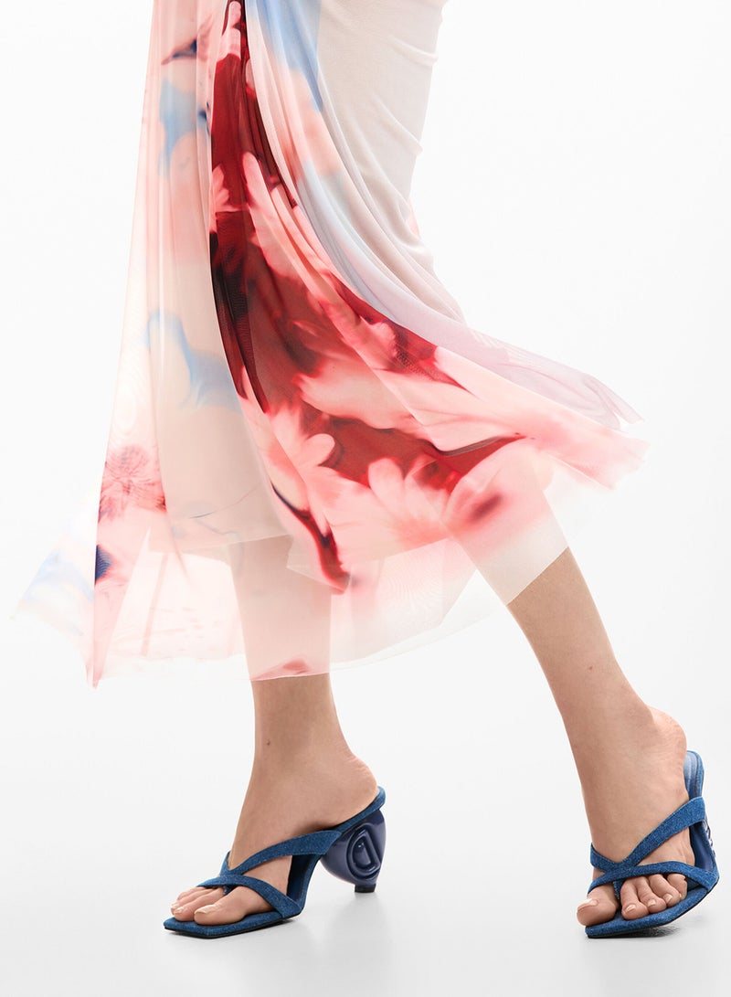 DESIGUAL Dress Made From Two Materials, Upper Part With Crochet Top And Skirt In Fluid Fabric - Image 5