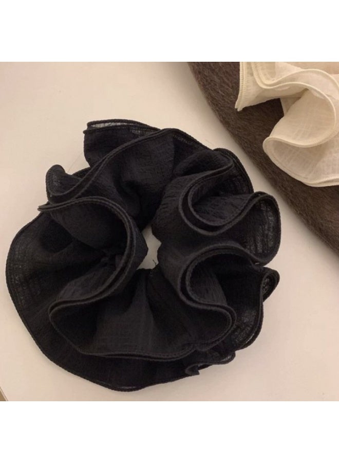 Oversized Chiffon Scrunchies for Women, 4-Layer Black Hair Ties (2 Pack) - Image 2