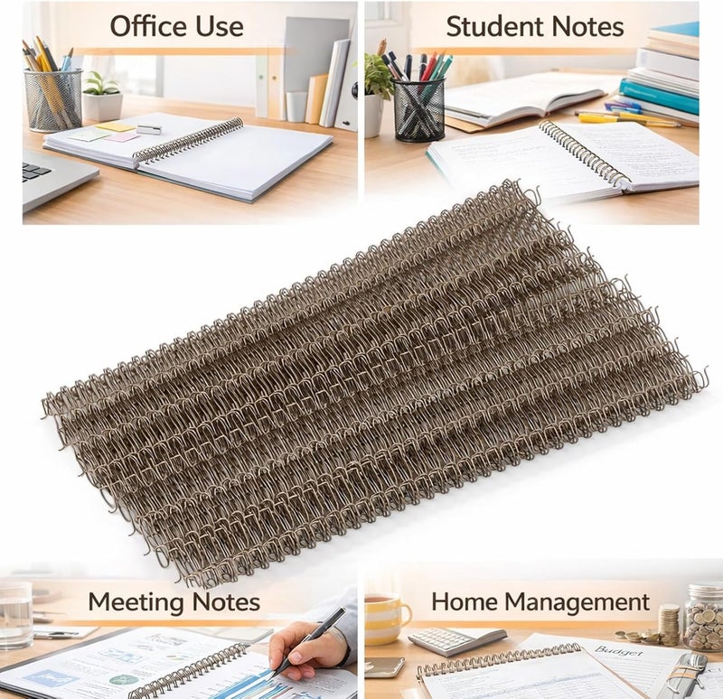 Double Loop Wire Binding Spine, 100 Pcs, 12.7mm Diameter, 100 - Sheet Capacity - Durable Nylon Coated Iron Core, 3:1 Pitch, 34 Loops for A4 Documents (Bronze) - Image 3