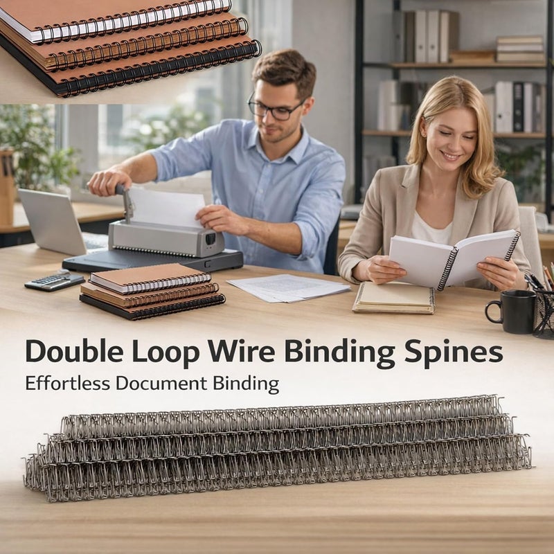 Double Loop Wire Binding Spine, 100 Pcs, 12.7mm Diameter, 100 - Sheet Capacity - Durable Nylon Coated Iron Core, 3:1 Pitch, 34 Loops for A4 Documents (Bronze) - Image 4