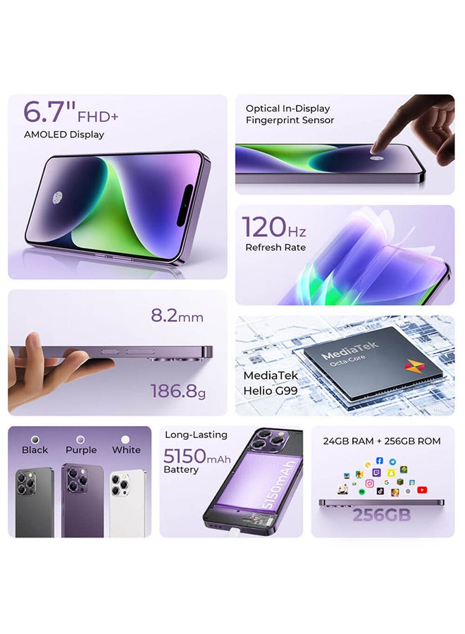 أوكيتل P1 ثنائي الشريحة أرجواني 4 + 12 جيجابايت 256 جيجابايت 4G - إصدار الشرق الأوسط - Image 4