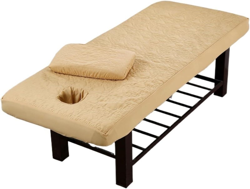 مفرش طاولة التدليك في صالون التجميل، مزود بغطاء سرير ووسادة (لون أصفر، مقاس 80x190) - Image 1