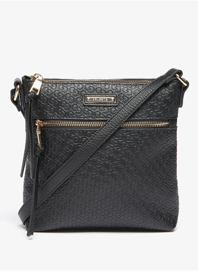 Celeste Women Monogram Embossed Crossbody Bag with Zip Closure and Strap