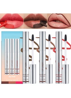 Dulele 3PCS Lip Liner Set Peel Off Lip Liner Tattoo Peel Off Lip Stain Long Lasting Waterproof Lip Stain Peel Off Transfer Proof Matte Finish Lip Gloss Red 1