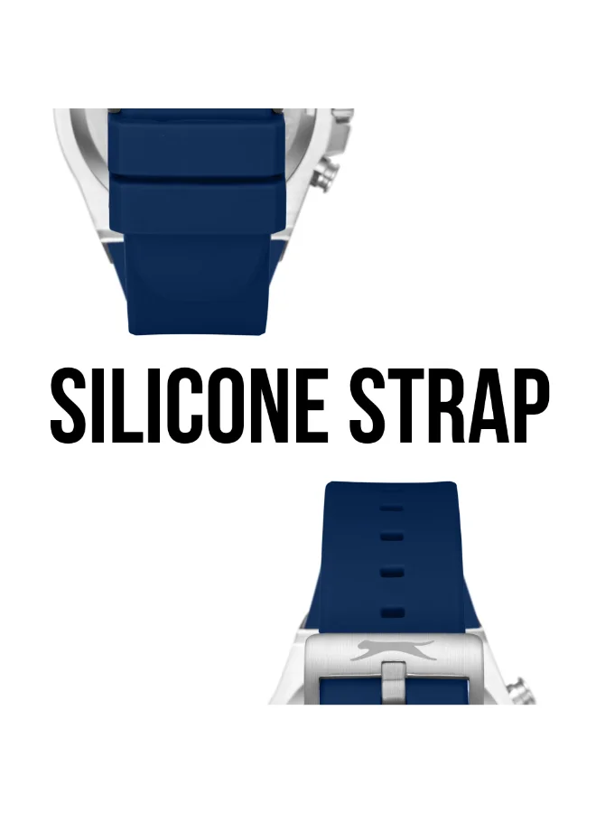 Slazenger Dark Blue Men's Silicone Multifunction Watch SL.9.2557.2.04 - 44 mm for Men | Best Price UAE